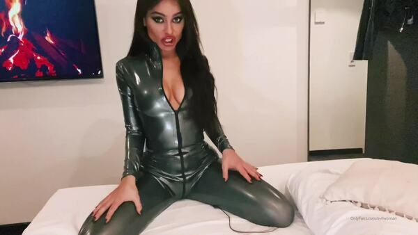 Evil Woman — JOI and CEI clip in latex catsuit