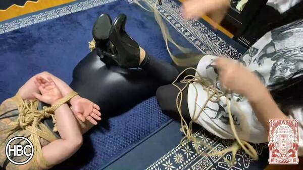 HBC X TBL; Mistress Chiaki Gags and Hogties Lady Hinako in Rope and Tickles Her