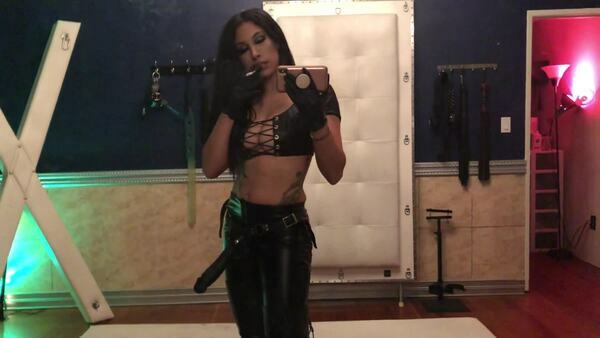 GODDESS TANGENT — Smoking And Stroking My Big Black D In My Leather Top And Leather Pants