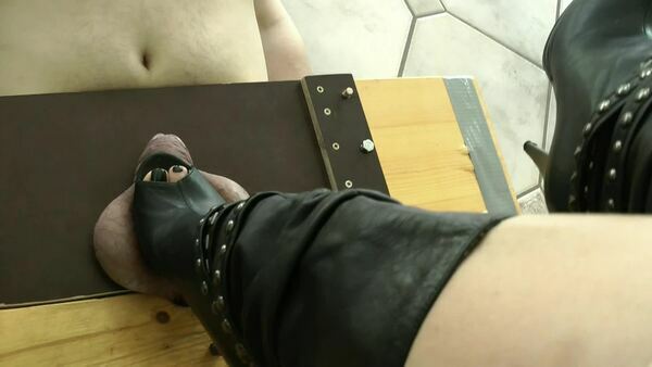 Boot Heel Worship CBT Humiliation — Your Balls Under My Control